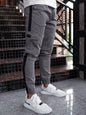 Leather bound casual trousers for men