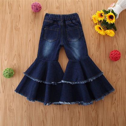 Wide leg jeans for girls and children flared trousers