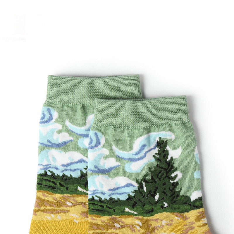 Personalized women's mid-length socks made of pure cotton