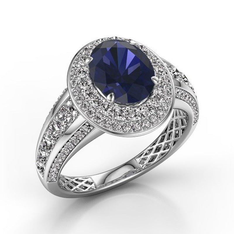 Classic four claw inlaid sapphire goddess ring