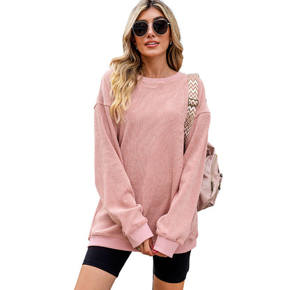 Oversized solid color sweater thread European and American casual style