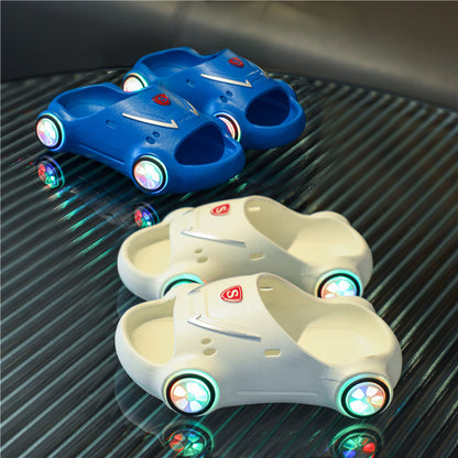 Children Luminous Slippers Cartoon Car Sandals Kids Sandals Anti Slip Boys Girls Luminous Slippers Summer Beach Shoes