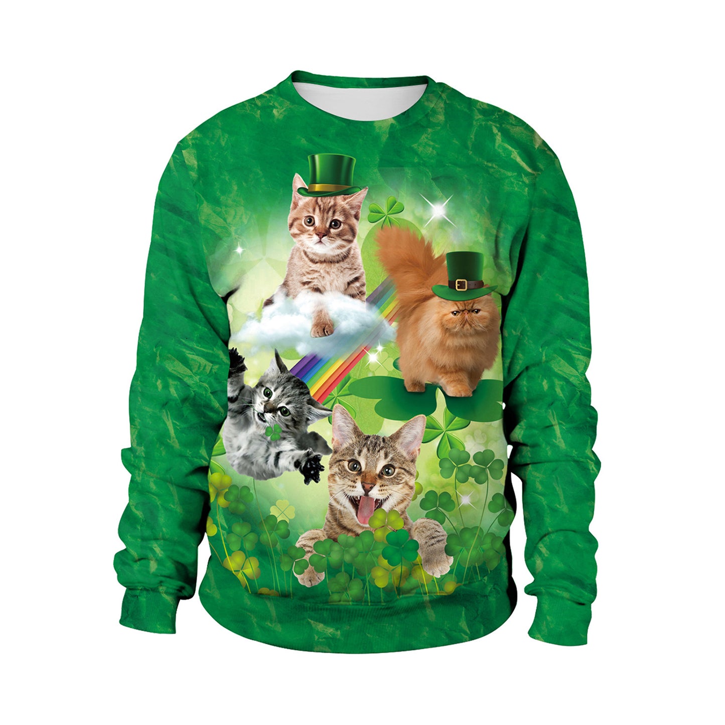 Irish festival theme cute sweater with cats and pet print