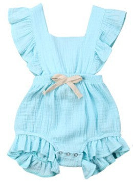 Baby dress with lotus leaf lace sleeves and bow