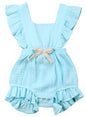 Baby dress with lotus leaf lace sleeves and bow