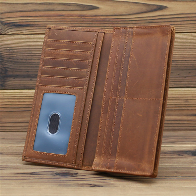 Retro wallet made of pure first layer cowhide leather