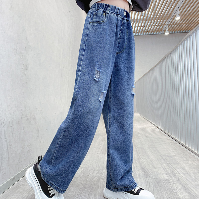 Middle-aged children's loose wide-leg jeans