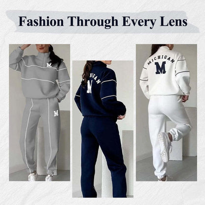 Zweiteilige Damen-Outfits, Lounge-Pullover ohne Kapuze, Sweatshirt, Sweatsuit-Sets, Sweatshirt, Baggy, modische Jogginghose mit Taschen