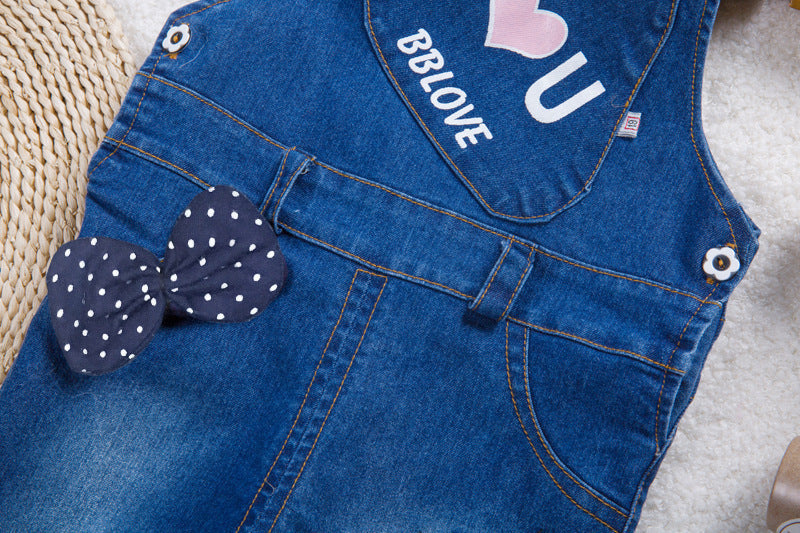 Children's bib jeans for boys and girls