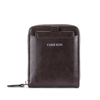 Short casual fashionable men's wallet with zipper