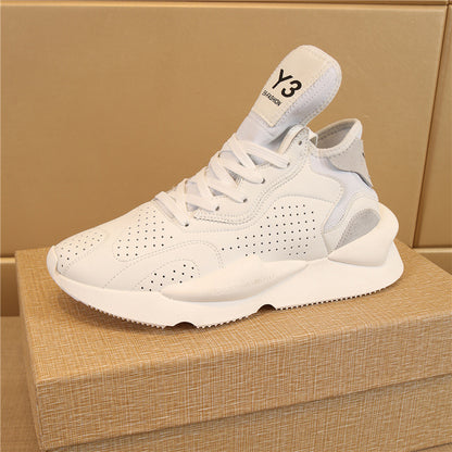 Fashionable casual leather running sneakers for men