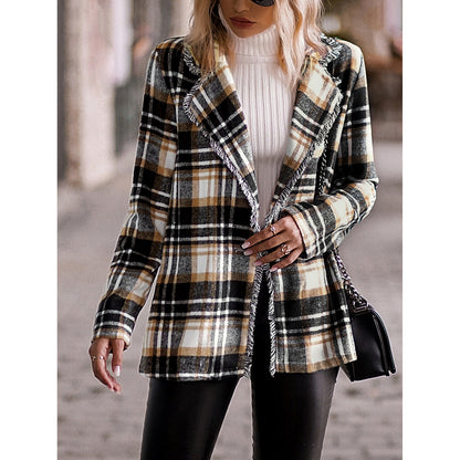 Fashionable casual check jacket for women