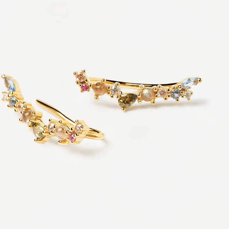 Neue Nischen-Ohrgalerie im koreanischen Stil bunte Kristalle Ohrringe