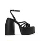 Solid color square toe platform high heel sandals