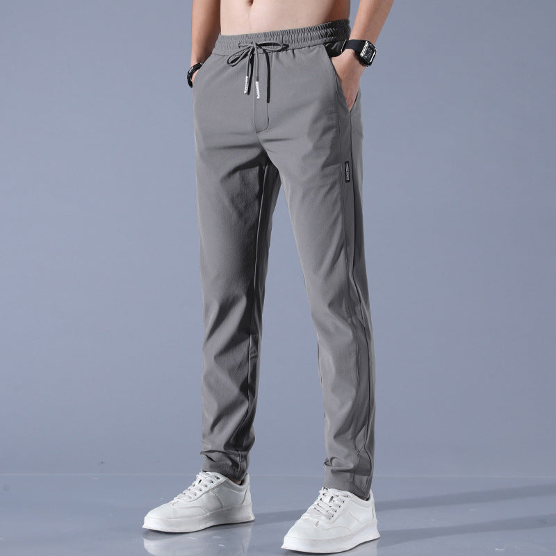 Summer Ice Silk Pants Men Thin Business Casual Pants Stretch Breathable Straight-leg Tracksuit Pants