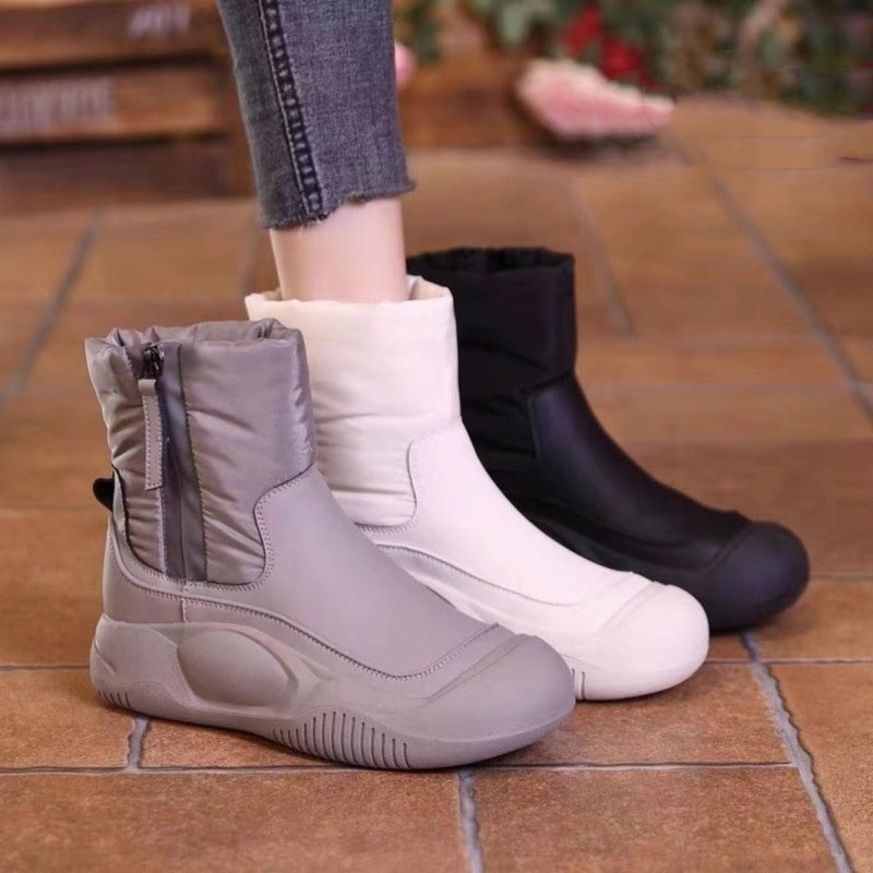 Winter-Plüsch-Schnees tiefel mit seitlichem Reiß verschluss Warme dicke Sohle, rutsch feste, wasserdichte kurze Schuhe für Frauen