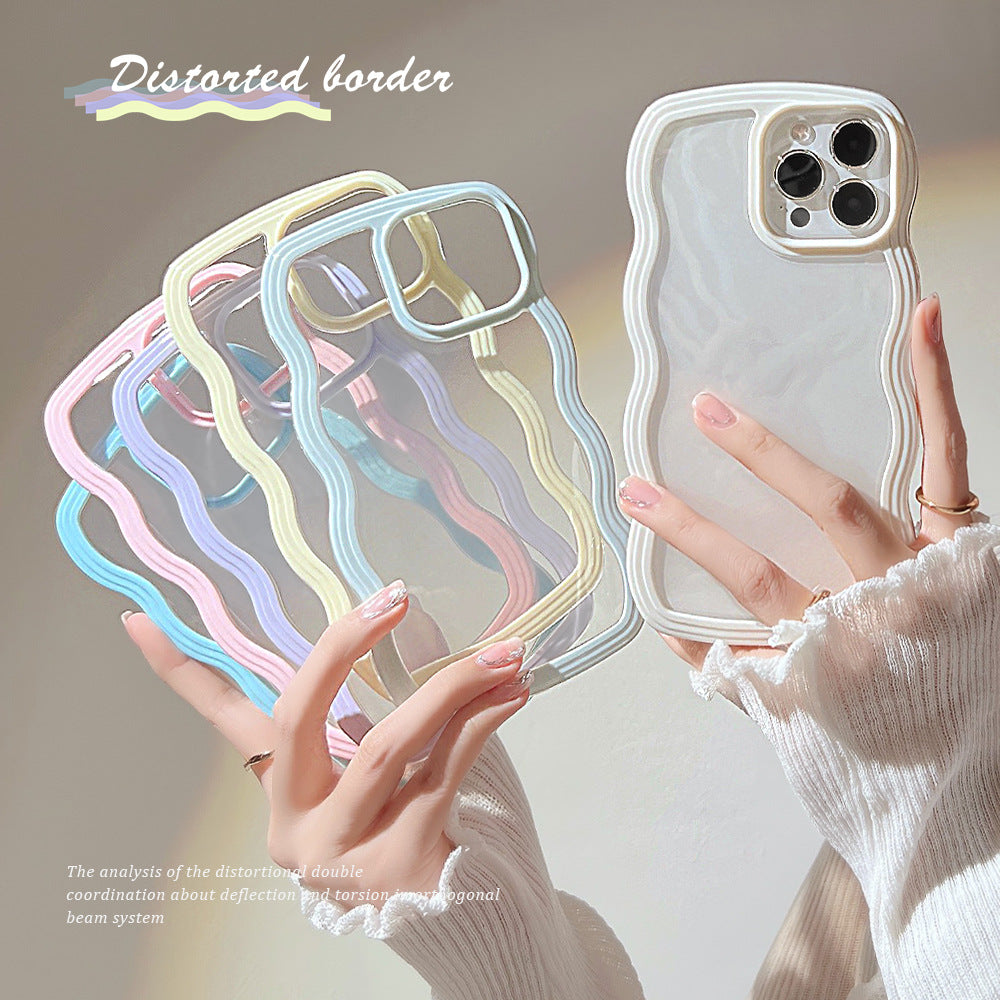 Cell phone case with wavy edge solid color simple candy color