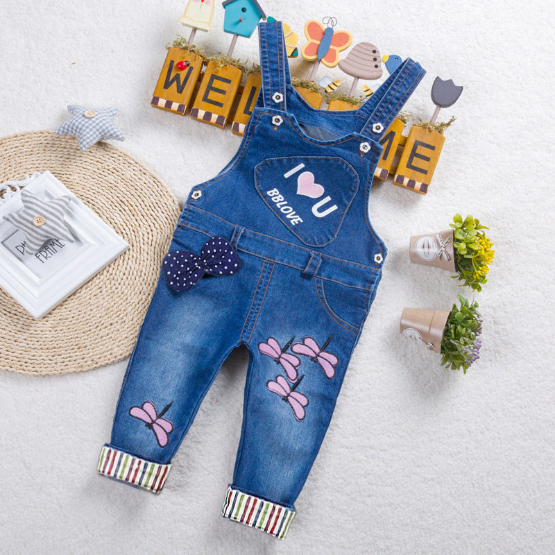 Children's bib jeans for boys and girls