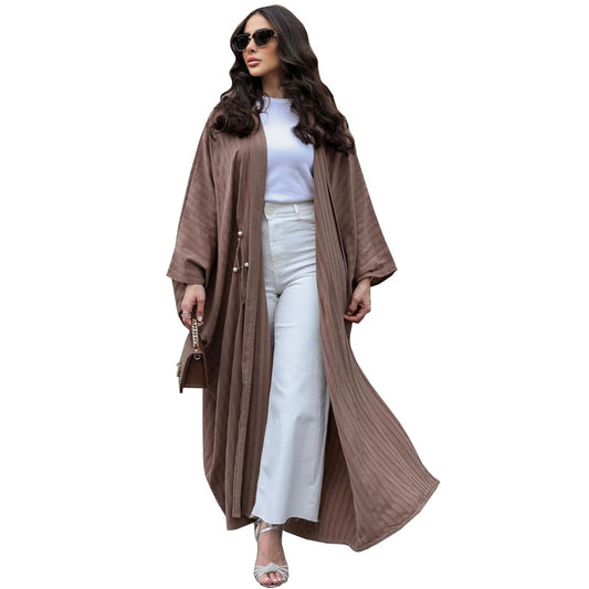 Muslimische Damen bekleidung Bescheidene moderne Mode Türkisch gestreift Casual Plus Größe Abaya Strickjacke Robe