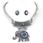 Simple and cute metal elephant collar necklace earring set