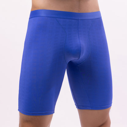 Summer anti-wear leg ice silk men's breathable running plus size lengthened thin mesh boxer shorts