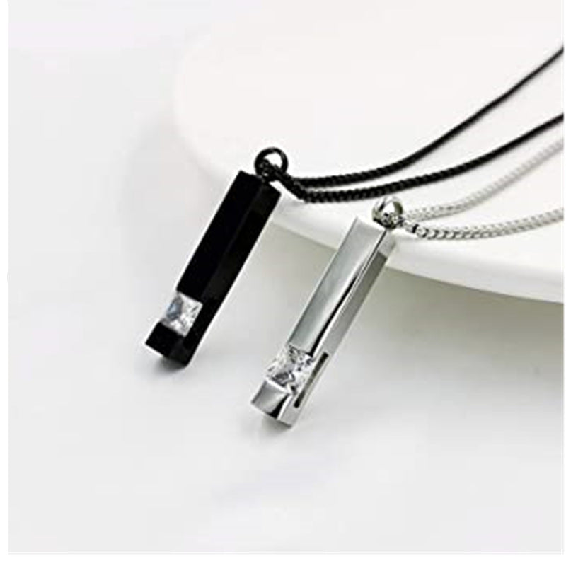 Simple geometric couple zircon perfume necklace