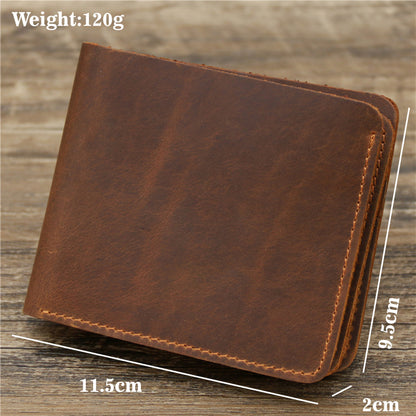 Men's wallet leather wallet retro wallet rough three-fold first layer cowhide