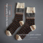 Mid-length double needle Christmas socks in artistic retro ethnic style