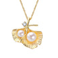 Natürliche Perle Schmuck Vintage Doppel Blatt Zirkon Gold Farbe Anhänger Halskette Für Frau
