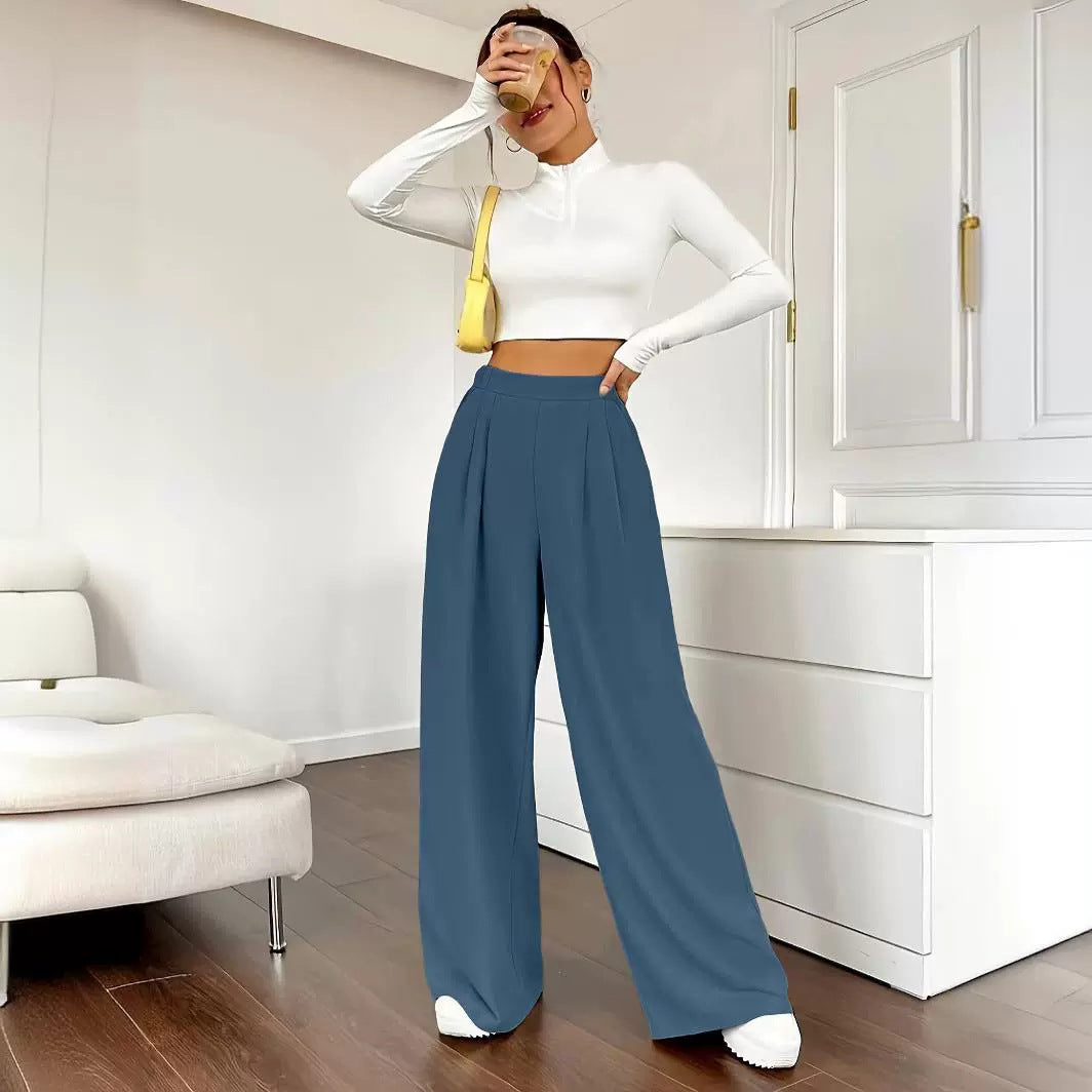 Elegante, gerade lässige Hose mit hoher Taille