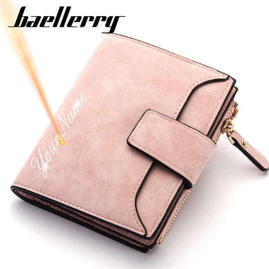Fashion Women Wallets Free Name Engraving New Small Wallets Zipper PU Leather Quality Female Purse Card Holder Wallet