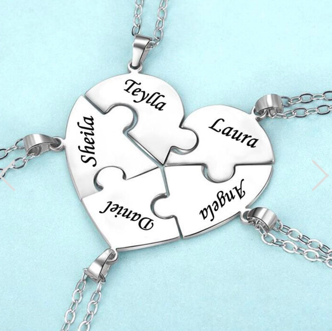 Custom Name Heart Necklace Heart Puzzle Necklace Engraved Names Confused Hearts Pendant-send names via chat