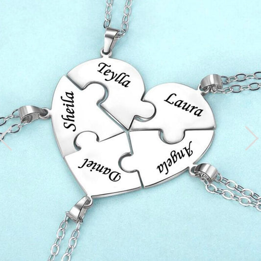 Custom Name Heart Necklace Heart Puzzle Necklace Engraved Names Confused Hearts Pendant-send names via chat