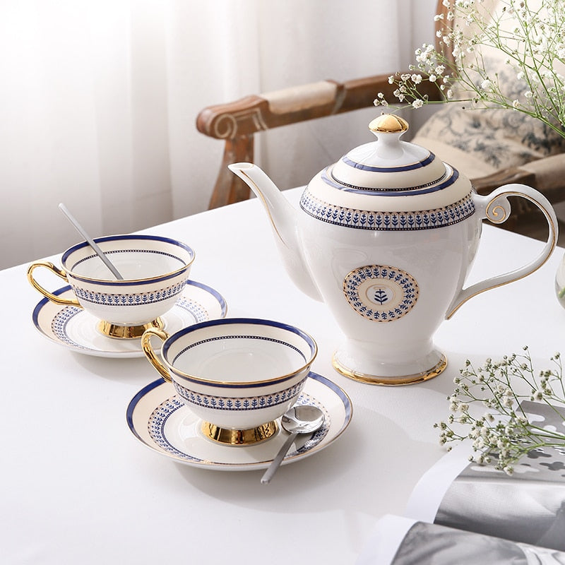Bone China Tee-Set Porzellan Tee Tasse Keramik Topf Marokko Stil Teekanne Set Café Becher Kaffee Tasse Erweiterte Teetasse Teaset teegeschirr
