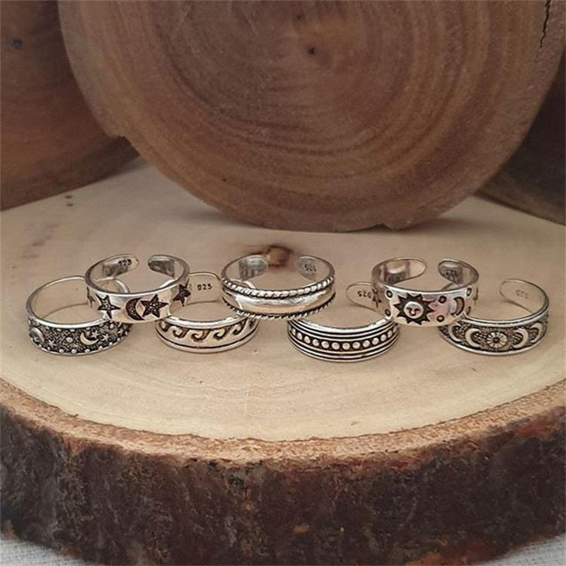 7Pcs Sommer Strand Urlaub Knuckle Fuß Ring