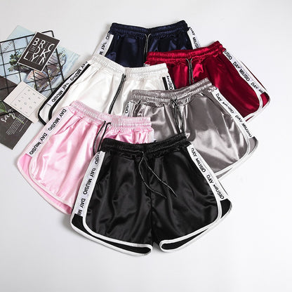 Jogger Brief Striped Sport Workout Shorts Women Lace Up