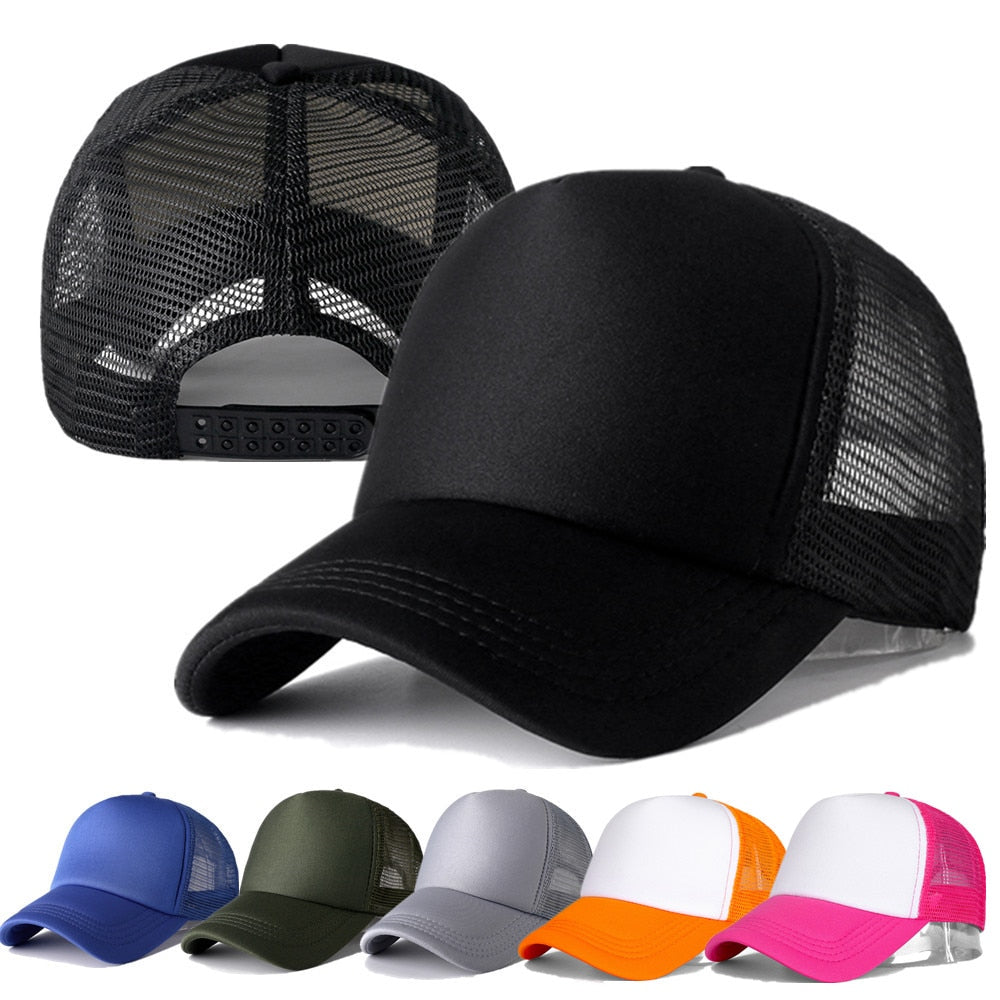 1 PCS Unisex Cap Casual Plain Mesh Baseball Cap Adjustable Snapback