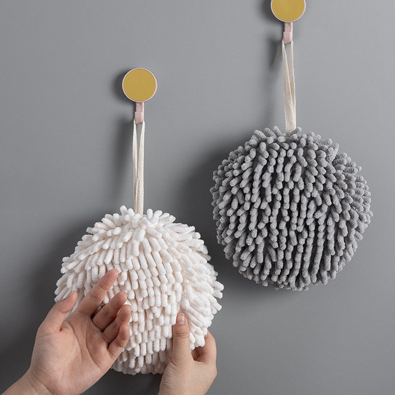 Chenille Hand Handtücher Küche Bad Hand Handtuch Ball mit Hänge Loops Schnell Trockenen Weichen, Saugfähigen Mikrofaser Handtücher