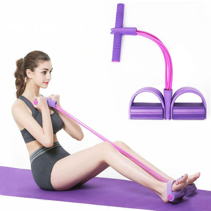 4 Resistanc Elastic Pull Ropes Exerciser Rower Abdominal Resistance Band