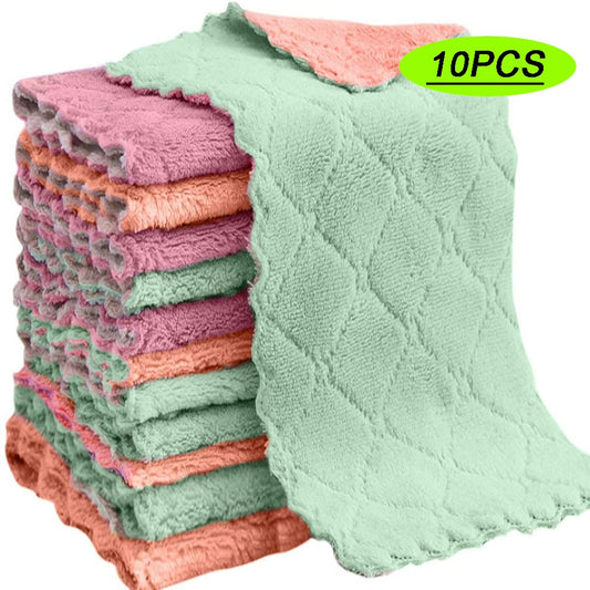 10 stücke Mikrofaser Handtuch Saugfähigen Küche Reinigung Tuch Nicht-stick Öl Schüssel Handtuch Lumpen Servietten Geschirr Haushalt Reinigung Handtuch