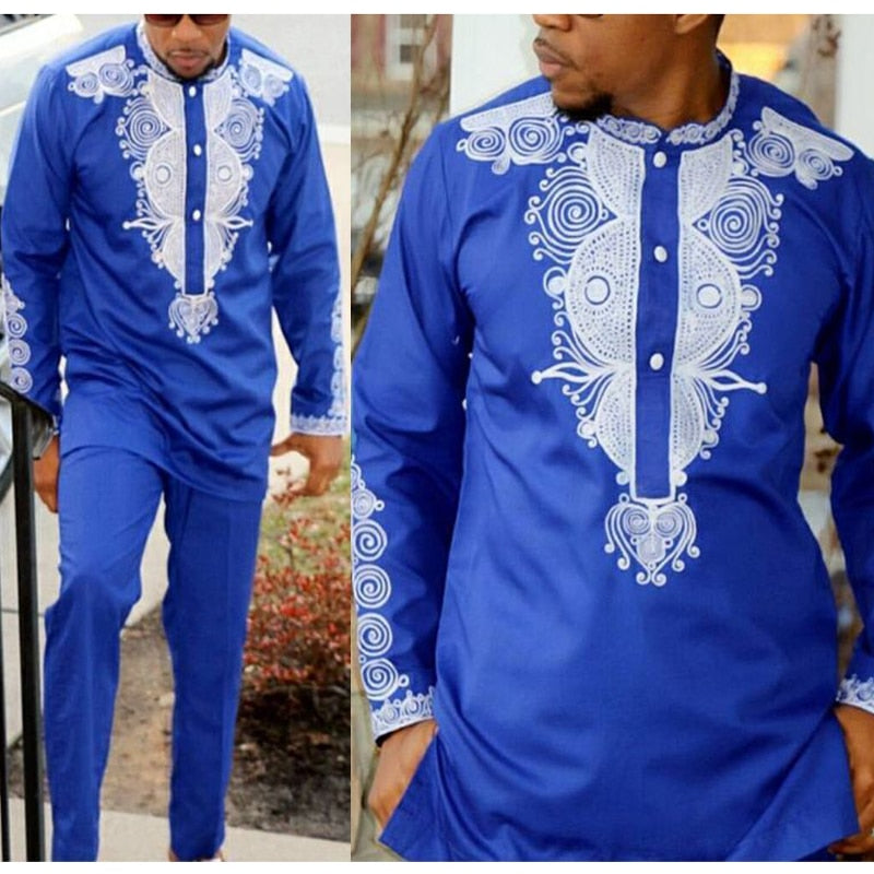 Dashiki Mens Top Hose 2 Stück Outfit Set Afrikanische