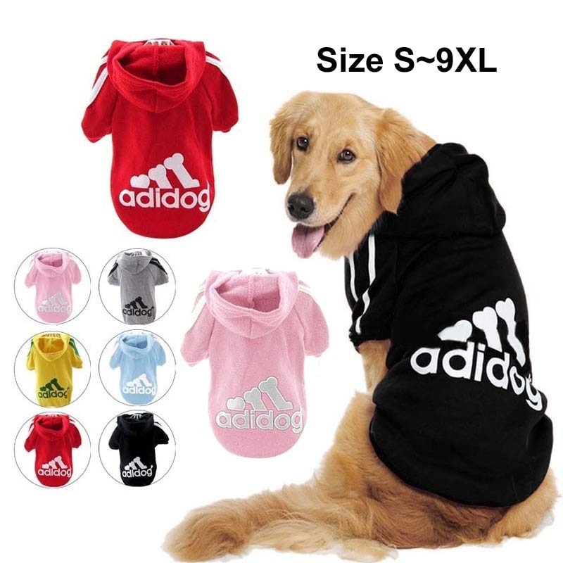 Winter Dog Clothes Adidog Sport Hoodies Sweatshirts Warm Coat Clothing