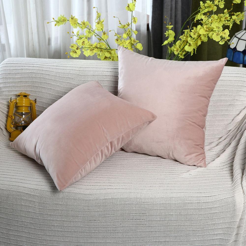 Cushion Soft Velvet Pillow Covers Home Decor for Sofa Seat Chair Car Pillowcase Pink Beige Cushion Covers