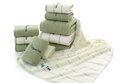 White Green Towel Set Bath Towel Washing Towel Hand Towel Terry Cloth toallas de baño serviette de3pcs/set Towel cerchief Gift