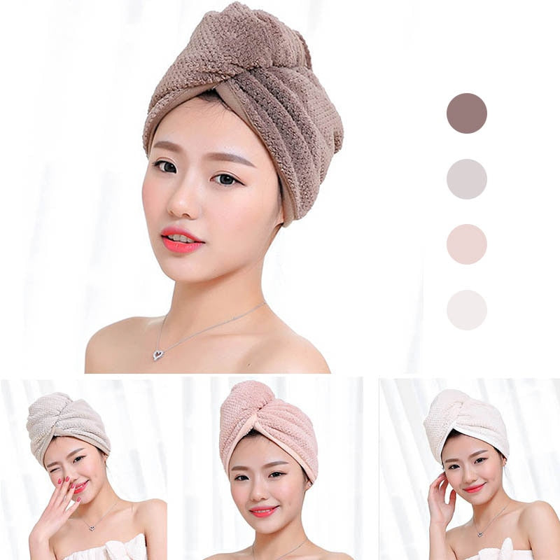 23*60cm 1 Pc Quick Dry Towels Microfiber Fabric Dry Hair Hat Shower Cap Lady Turban Bath Towel Absorbent