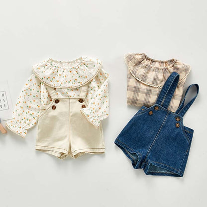 Frühling Herbst Neue Baby Overalls Jungen Mädchen Denim Overalls Kinder Overall Koreanische Mode Kinder Denim Shorts