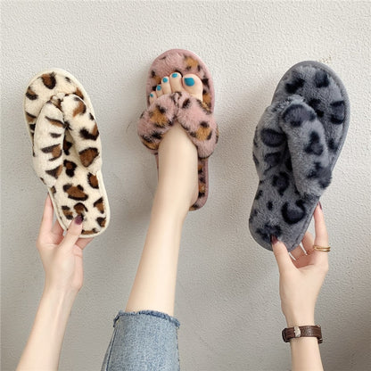 Woman Slippers Winter Shoes For Women Platform Home Slippers Faux Fur Warm Shoes Mid Heel Female Slides Plus Size 42