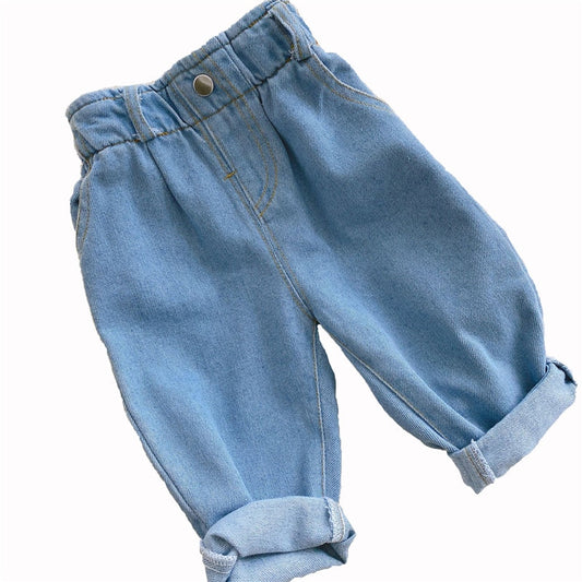 Herbst und Winter neue Jeans Baby Mädchen Kleidung Baby Kleidung hohe Taille einfarbig warm aus Jeans Kinder kleidung