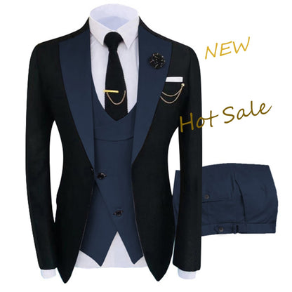 Neue Kostüm Homme Beliebte Kleidung Luxus Party Bühne männer Anzug Groomsmen Regelmäßige Fit Smoking 3 Peice Set Jacke + hose + Weste