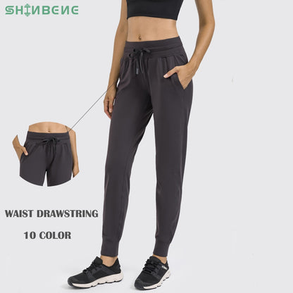 Naked Feel Fabric Workout Sport Jogger Pants Women Waist